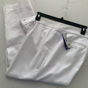 Peter Nygard 18W Ladies Cotton Blend White Ankle Pants Hook Zip Closure NWT